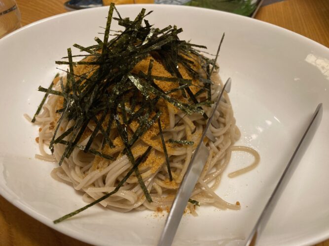 dried mullet roe soba